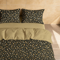 Parure de lit imprimée 4 pièces à motifs floraux miniatures 100 % coton – Housse de couette, drap et taies d'oreiller – Textile de maison