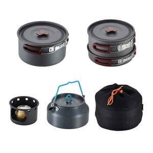 Ensemble de cuisine de camping portable léger en aluminium anodisé dur de haute qualité, 6 pièces, avec poêles - Product Image 6