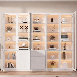 Estantería de vidrio templado MDF respetuosa con el medio ambiente estilo crema con certificación CE DE LA UE, 60 80 CM, adecuada para sala de estar, oficina, sala de exposiciones - Product Image 6