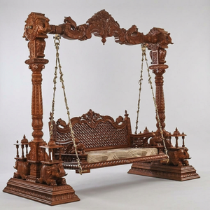 New Arrival Hand Carved Teak Wood Outdoor <b>Swing</b> Chair with Traditional Craftsmanship From Maharashtra INDIAN FABRICS - Product Image 4