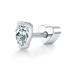 Minimalism S925 Sterling <b>Silver</b> vvs1 Moissanite Pear Cut Helix Earrings Heart Screw <b>Stud</b> Earrings for Women Fine Jewelry - Product Image 1