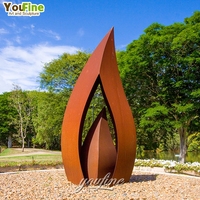 Sculpture abstraite en acier Corten YouFine, décoration de jardin extérieure, art métallique moderne, art paysager, sur mesure