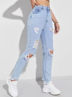 Vente chaude : Pantalons en jean pour femmes, mode, vente en gros, haute qualité, sur mesure, skinny, taille mi-haute, style streetwear, pantalon crayon, jeans délavés