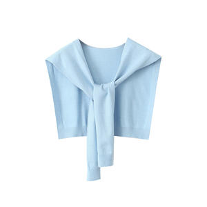 ผ้าคลุมไหล่ถักสีน้ำเงินสำหรับผู้หญิง ผ้าพันคอแบบเสื้อกั๊กน้ำหนักเบาพร้อมดีไซน์ผูกด้านหน้าสำหรับสวมใส่ลำลอง ขนาดผู้ใหญ่ - Product Image 1