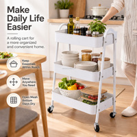 Chariot de rangement mobile multi-niveaux pour la maison avec roulettes, pour snacks, gain de place, 3 niveaux, pour chambre et cuisine