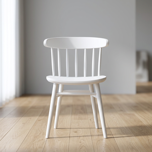 Silla de Comedor Nórdica Moderna de Madera Maciza Blanca de Caoba, Muebles para el Hogar, Venta al por Mayor Económica, Modelo Curvo Personalizable para Apartamento y Cocina - Product Image 3