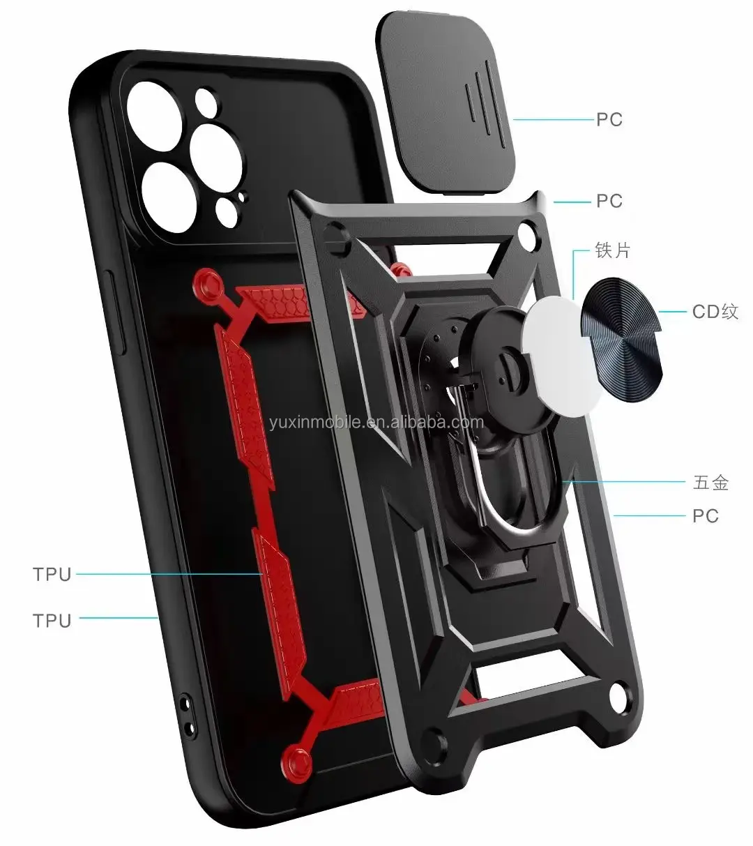 อุปกรณ์เสริมโทรศัพท์มือถือพร้อมกล้องป้องกันด้านหลังมือถือเคสกันกระแทกสำหรับ Redmi 13C สำหรับ iPhone15 14 13 PRO MAX