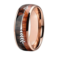 Vente en gros de bagues en acier inoxydable à la mode flèche en grain de bois bague en acier au titane pour hommes bijoux