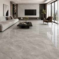 Carrelage en porcelaine aspect marbre gris 800x800mm (32x32 pouces) poli brillant émaillé pour sols et murs, idéal pour la décoration de villas modernes et luxueuses