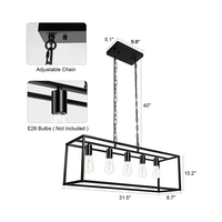 Plafonnier led noire rectangulaire au design industriel moderne, luminaire décoratif d'intérieur, idéal pour une cuisine ou une salle à manger, 110/240v