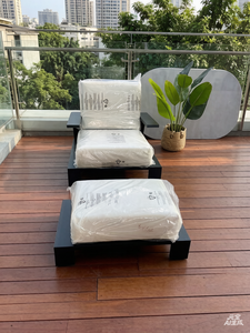 Modern Aluminum Leisure Single Seater Sofa Chair with <b>Footrest</b> for Outdoor & Indoor Use Living Room Apartment Patio Garden Beach - Product Image 1