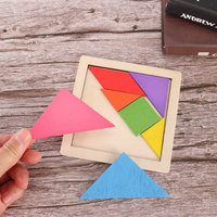 Papan Puzzle Tangram kayu warna-warni, blok bangunan pasak edukasi untuk taman kanak-kanak Sekolah Dasar mengajar pendidikan dini