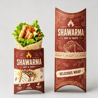Boîte à emporter en carton écologique personnalisée pour shawarma, burrito, sandwich, emballage de type boîte à oreiller imprimée sur mesure