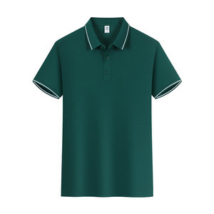 Polo Shirt Solid Color Polyester Contrast Trim Daily Wear Short Sleeve - Product Image 2