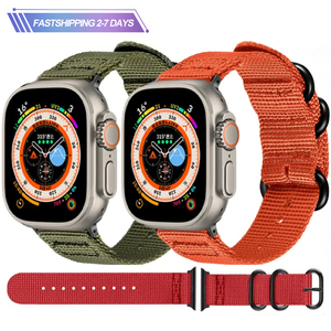เพลิดเพลินไปกับผ้าไนลอนที่มีความยืดหยุ่นสายถักแบบเดี่ยวสำหรับ Apple Watch band I Watch Smart ultra Canvas สายนาฬิกาทอ - Product Image 1