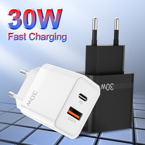 Cargador de Pared de Carga Rápida con Doble Puerto PD QC3.0 de 30 W, Enchufe <span class=keywords><strong>para</strong></span> UE y Reino Unido, <span class=keywords><strong>para</strong></span> Teléfono Móvil, <span class=keywords><strong>AirPods</strong></span>, Switch, <span class=keywords><strong>iPad</strong></span> - Product Image 1