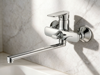 Robinet de douche mural en alliage de zinc chromé avec noyau en céramique, mitigeur bain-douche adapté aux salles de bain d'hôtels et d'appartements