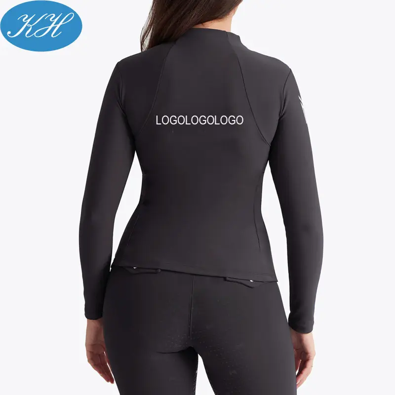 ODM High Quality Equestrian Clothing Polyester Horse Riding Suits Solid Color Tops Shirts Leggings 2pcs Set