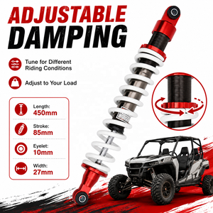 Amortisseur de moto avec distance entre les trous de 420 mm et amortissement réglable pour moto tout-terrain, VTT, UTV, karting et scooter de 90 cc à 250 cc - Product Image 3