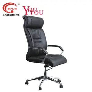Foshan gangzhibao silla de oficina Silla de cuero negro alta giratoria gerente muebles de silla