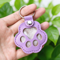 Porte-clés personnalisé en cuir PU avec empreinte de patte, souvenir, breloque de sac pour poils d'animaux, cadeau pour propriétaire de chien ou de chat, vente en gros