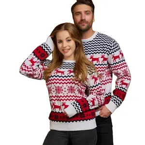 European and American Sweaters New Unisex Men's Wear Women's Christmas Sweaters Round Neck Elk Jacquard Long Sleeve Sweaters