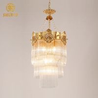 Bijouterie Intérieur Décoratif Hôtel Salon Salle À Manger Lustre En Cristal De Verre Suspension En Laiton
