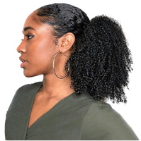 LONGFOR en stock Extensions de cheveux humains brésiliens Remy Afro bouclés crépus 4B-4C, queues de cheval à cordon de serrage, fournisseur de choix