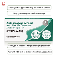 Kit de test rapide d'anticorps pour la détection du virus de la maladie de la bouche et des pieds (MFP) de type A chez le bétail, détection d'anticorps FMDV-A, 1 test ou 25 tests