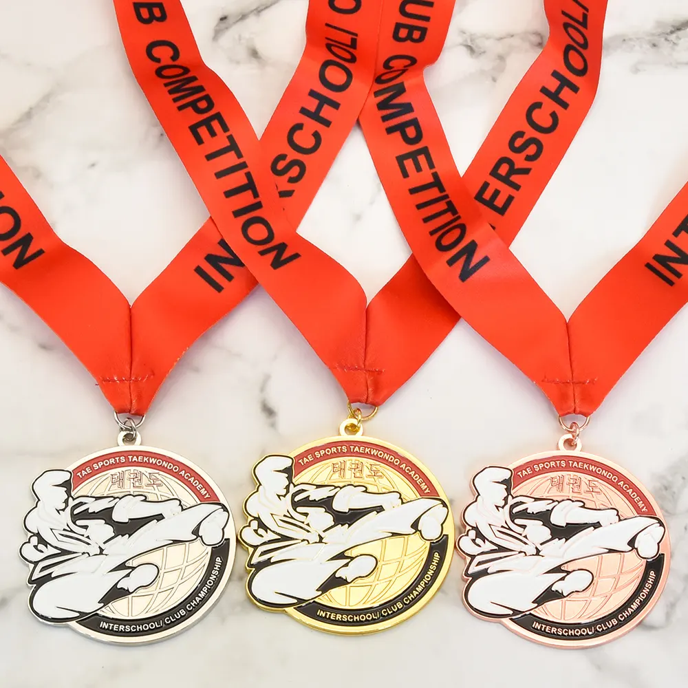 Custom sport metal award marathon running taekwondo finisher zinc alloy 3d medal of honor