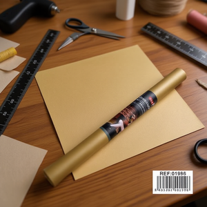 Rotolo di accessori in similpelle Ilan 50x70cm colore oro per lavori artigianali e progetti fai da te - Product Image 2