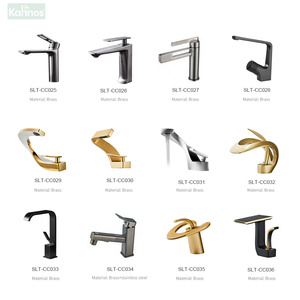 <span class=keywords><strong>Robinet</strong></span> de lavabo en laiton contemporain, corps épaissi doré, poignée unique, cascade, montage mural, noyau de vanne en céramique, usage domestique et professionnel - Product Image 2