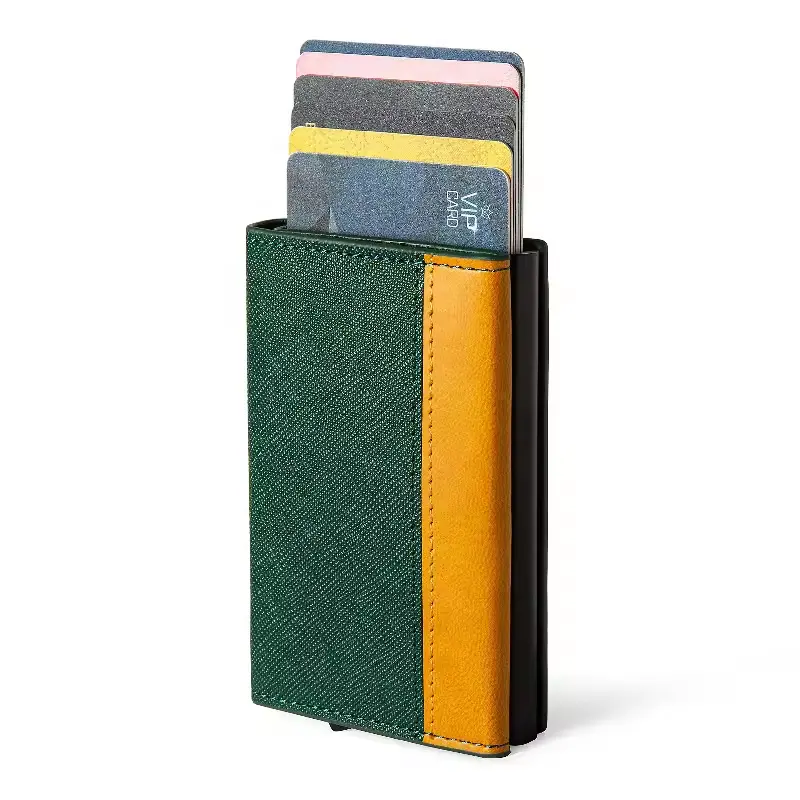 Держатель кредитных карт с отделением для банкнот, RFID блокирующий всплывающий кошелек, модный тонкий кожаный кошелек для карт, держатель для удостоверения личности