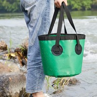 Vente en gros 500D bâche en PVC multifonctionnel Portable pliable pliable Camping pêche seau à eau pliant