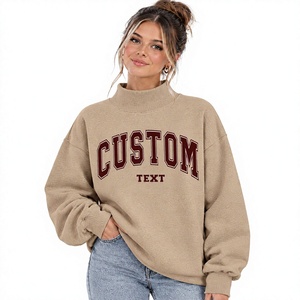 Sweat-shirt à col montant léger et confortable pour femme, sur mesure, nouveau design, grande taille, longueur standard - Product Image 1