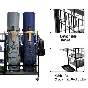 Almacenamiento de bolsas de golf Organizador de garaje Soporte Estante de equipo de golf con ruedas, estante de almacenamiento adicional para palos de golf - Product Image 6