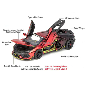 Modellini Auto 1:32 Lambor Big Bull Versione Elettroplaccata con Porte Apribili, Auto in Metallo Pressofuso 1/32, Giocattoli Diecast - Product Image 3