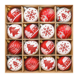 6cm Red White Painted <b>Plastic</b> Christmas Baubles 16pcs Set Hanging Ornaments For Xmas <b>Tree</b> Holiday Decor Wholesale - Product Image 1