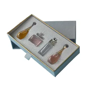 Boite cadeau papel feminino com glitter, pequena embalagem de garrafa de perfume em quatro peças de papel eva gaveta magnética para cosméticos