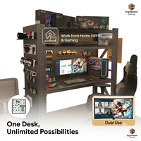 Bureau d'ordinateur E-Sports en métal avec étagère de rangement multi-niveaux réglable en hauteur du sol au plafond - Étagère de bureau DIY pour la maison