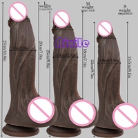 Dildo negro con textura de piel realista, dildo para el punto G para mujeres, estimulador anal con fuerte ventosa para juego manos libres.