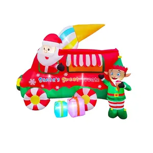 Boîte-cadeau de camion de Noël gonflable de vacances Giant Yard Outdoor Christmas Santa Elf Decorations