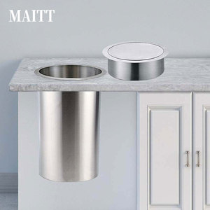 Lavabo et poubelle en acier inoxydable 304, poubelle de cuisine encastrée de style hospitalier avec comptoir dissimulé. - Product Image 2