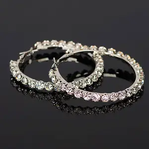 Серьги-кольца из стерлингового серебра 925 пробы, большой круг, кристаллический бриллиант CZ, Bling, серьги-кольца со стразами, Лидер продаж