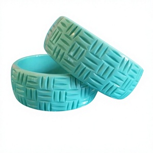 Vintage Round New Resin Design <b>Bangle</b> Vase Sets Stylish with Floral Pattern in Yellow Black and Teal Party for Home Decoration - Product Image 4