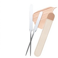 Spatule de fond de teint en acier inoxydable pour fabricants, outil de mélange double-embout pour palette et application de maquillage