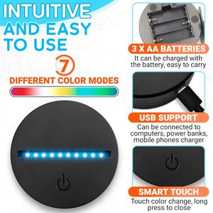 Base de Lámpara LED de 7 Colores, Base de Luz Nocturna LED Acrílica con Ilusión 3D de Anime, con Cable USB y Control Remoto - Product Image 4