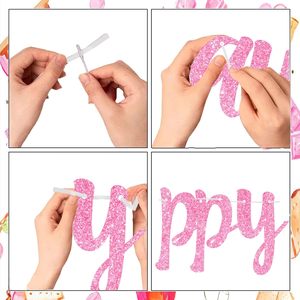 Guirnalda de <span class=keywords><strong>Feliz</strong></span> <span class=keywords><strong>Cumpleaños</strong></span> con Decoraciones Rosas para Fiestas de Niñas, Artículos para Fiestas Temáticas de Campamento - Product Image 6