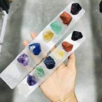 Dalle de pierres de cristal de guérison naturelle Bâtons de sélénite brut marocain Plaque de charge pour la décoration