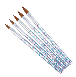 Kit de 5 pinceaux à ongles personnalisés avec manche pailleté pour manucure, nail art, liner, peinture, dessin, poils en nylon, pour salon de beauté et conception de gels - Product Image 4